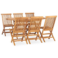 Maison Chic Mobilier à dîner pliable 7 pcs de jardin - Ensemble table et chaises d'extérieur - Salon/Mobilier de jardin classique Bois solide de teck -MN93379