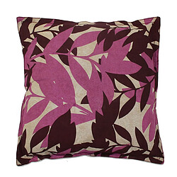 Thedecofactory ASIA - Coussin en coton à imprimés feuilles violet 60x60