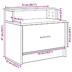 vidaXL Table de chevet avec tiroir vieux bois 51x31x47 cm pas cher