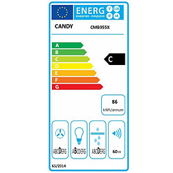 Hotte décorative murale 90cm 65db 571m3/h inox - cmb955x - CANDY