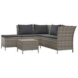 Maison Chic Salon de jardin 4 pcs + coussins - Mobilier/Meubles de jardin - Table et chaises d'extérieur Gris Résine tressée -MN41618