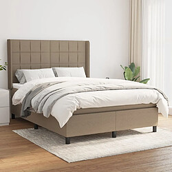 Maison Chic Lit adulte- Lit + matelas,Sommier à lattes de lit avec matelas Taupe 140x190 cm Tissu -GKD60200