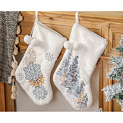 Avis C36 2PCS Ornements de Noël Boule de laine Boule de laine Broderie Snowflake Sapin de Noël Blanc Sac cadeau de Noël