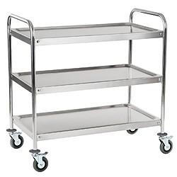 Helloshop26 Chariot de service cuisine professionnel inox 2 étages max 150 kg arrondi 3614113