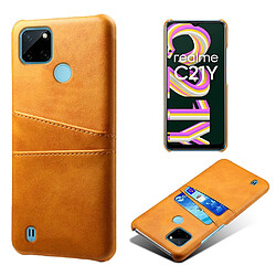 Coque en TPU + PU KSQ anti-griffes avec porte-cartes, orange pour votre Realme C21Y/Realme C25Y