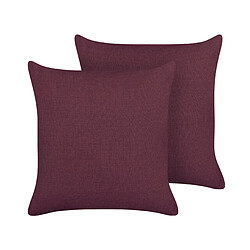 Beliani Lot de 2 coussins SAGINA Lin 45 x 45 cm Unicolore Pourpre