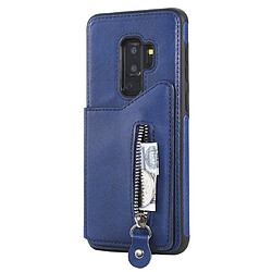 Wewoo Coque Pour Galaxy S9 Plus Etui de protection antichoc couleur solide à double boucle et fermeture à glissière bleu