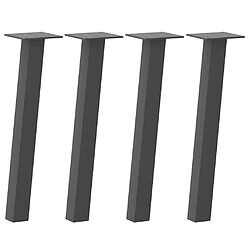 vidaXL Pieds de table basse 4 pcs anthracite 42 cm acier