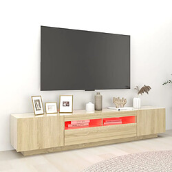 Avis vidaXL Meuble TV avec lumières LED Chêne sonoma 200x35x40 cm