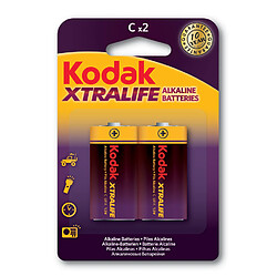 KODAK - Piles - XTRALIFE Alcaline - C / LR14 - pack de 2 - Multicolore