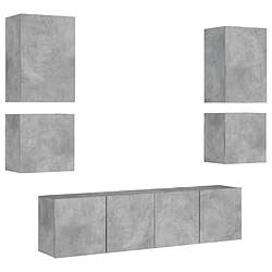 vidaXL Unités murales TV 6 pcs gris béton bois d'ingénierie