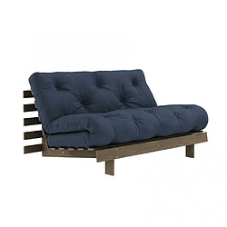 Inside 75 Canapé convertible futon ROOTS pin carob brown matelas navy couchage 140x200 cm