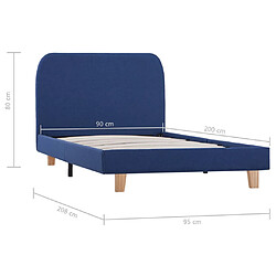 vidaXL Cadre de lit sans matelas bleu tissu 90x200 cm pas cher