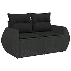 Maison Chic Salon de jardin 5 pcs avec coussins | Ensemble de Table et chaises | Mobilier d'Extérieur noir résine tressée -GKD32016 pas cher