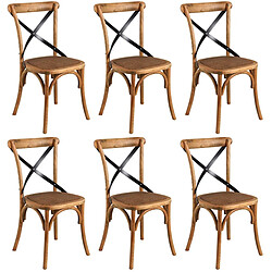 Aubry Gaspard Chaise bistrot en hêtre vieilli Lot de 6.