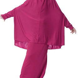 Acheter fille musulmane islamique manches longues robe de prière en deux pièces abaya rose rouge m