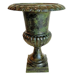 L'Héritier Du Temps Grand Vase XXL Vasque Jardiniere en Fonte Vert Anglais Style Medicis Pot de Fleur 58x58x75cm