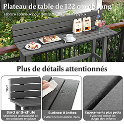 Helloshop26 Table de bar d'extérieur table de 122 cm avec étagère de rangement et repose-pieds réglables table de comptoir toutes saisons table étroite gris 20_0005372