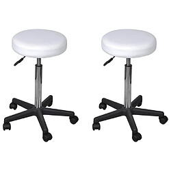 vidaXL Tabourets de bureau lot de 2 Blanc 35,5x84 cm Similicuir