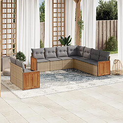 Maison Chic Salon de jardin avec coussins 9 pcs | Ensemble de Table et chaises | Mobilier d'Extérieur beige résine tressée -GKD56349