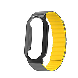 Bracelet en silicone magnétique pour votre Xiaomi Mi Band 7/7 NFC - Gris/jaune