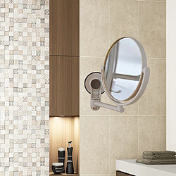 Avis Universal Miroir de maquillage mural double face léger réglable rotatif imperméable miroir de maquillage perforé gratuit | miroir de bain(Beige)