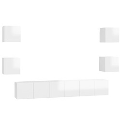 vidaXL Ensemble de meubles TV 7 pcs Blanc brillant Bois d'ingénierie