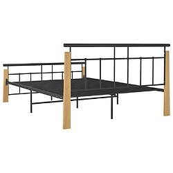 Acheter vidaXL Cadre de lit sans matelas métal bois de chêne massif 140x200 cm