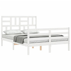 Acheter Maison Chic Cadre/structure de lit avec tête de lit pour adulte - Lit Moderne Chambre blanc double bois massif -MN43332