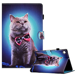 Etui en PU avec support et porte-cartes chat pour votre Lenovo M10 Plus