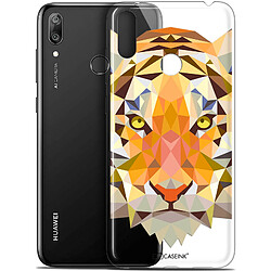 Caseink Coque Pour Huawei Y7 / Prime / Pro 2019 (6.26 ) [Gel HD Polygon Series Animal - Souple - Ultra Fin - Imprimé en France] Tigre