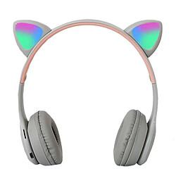 Yonis Casque Audio Bluetooth LED Oreilles De Chat Rose