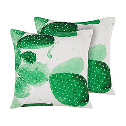 Beliani Lot de 2 coussins OSTINA 45 x 45 cm Floral Vert