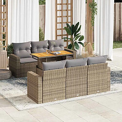 vidaXL Salon de jardin avec coussins 7 pcs beige résine tressée