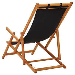 Acheter Maison Chic Chaise pliable de plage pour relaxbois d'eucalyptus solide et tissu noir -GKD71259