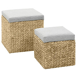 Maison Chic Lot de 2 Repose-pied,Tabouret confortable Jacinthe d'eau Gris -MN17569