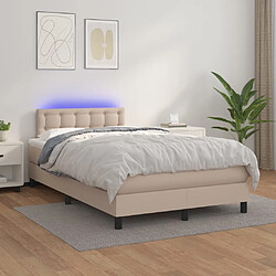 Sommier à lattes LED,Cadre à lattes de lit avec matelas pour Adulte Cappuccino 120x200 cm -MN48315