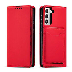 Ozzzo etui pour cartes magnetiques pour samsung galaxy s22 + (s22 plus) pochette portefeuille porte-cartes rouge