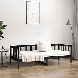 Acheter Maison Chic Lit de jour, Lit de repos pour Salon Chambre,Canapé-lit,Lit d'invité Noir 90x190 cm Bois de pin massif -MN21687