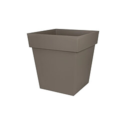 Pot de fleur carré Toscane 49,5 x H.52,5 cm - Taupe - Eda