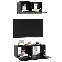 Avis Maison Chic Ensemble de meubles TV 2 pcs | Banc TV Moderne pour salon | Meuble de Rangement - Noir Aggloméré -MN20881