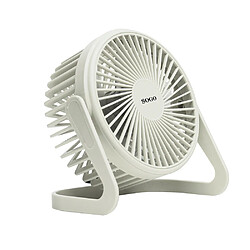 Sogo Ventilateur de table silencieux USB 2W Portable 180º 5 pales Câble USB 12cm Blanc