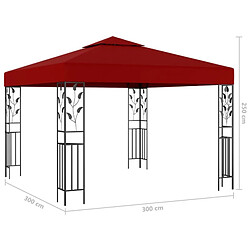 Vidaxl lvédère 3x3 m Rouge bordeaux pas cher