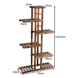 Acheter Helloshop26 Etagère à fleurs en bois à 6 niveaux 75 x 25 x 140 cm porte plante décoration 20_0008559