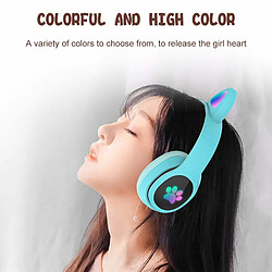 Justgreenbox Over Ear Music Casque sans fil Casque de chat brillant 7 lumières respiratoires de couleur, Bleu pas cher