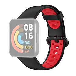 Bracelet en silicone bicolore, sangle respirante, noir/rouge pour votre Xiaomi Redmi Watch 2