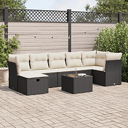 vidaXL Salon de jardin 8 pcs avec coussins noir résine tressée