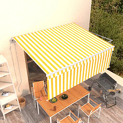 Maison Chic Auvent automatique de porte rétractable,Store banne,Marquise Brise-soleil avec store 4x3 m Jaune et blanc -GKD74359