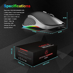 Universal Maison de jeu LED filaire 6400 DPI USB Ergonomic Mause Gamer de souris avec câble pour ordinateur portable PC pas cher