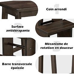 Helloshop26 Tabouret escabeau en bois d'hévéa pliant marchepied 3 marches escabeau multifonctionnel avec marches réversibles marron 20_0005140